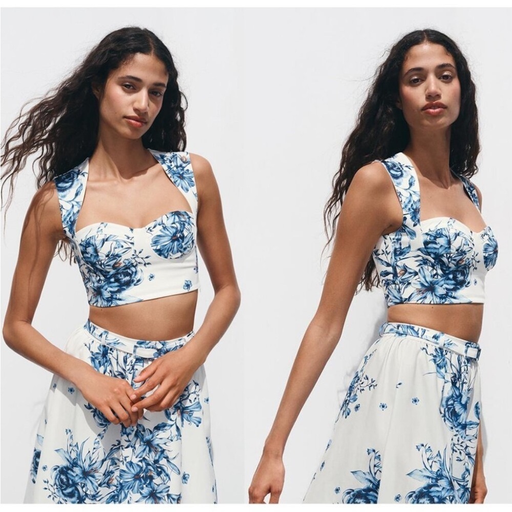 VIRAL NEW ! ZARA PRINTED CROP TOP  M 
🚨FIRM PRICE NO DISCOUNT